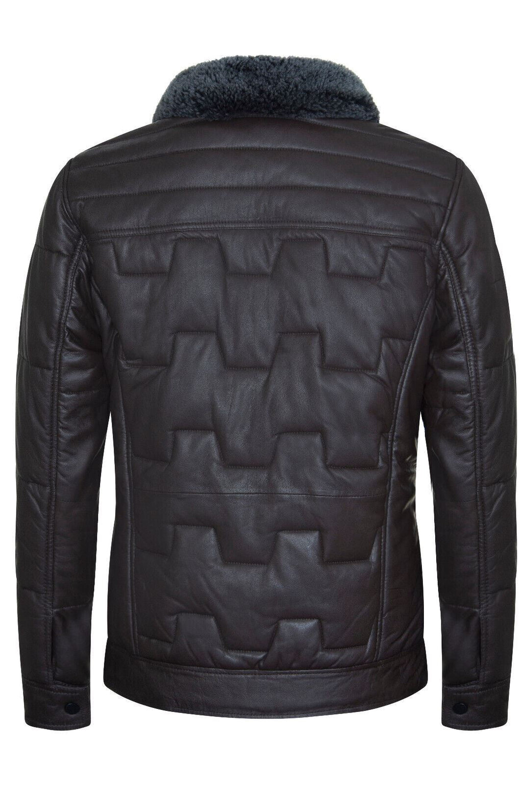Mens Leather Quilted Puffer Biker Jacket - Thornton