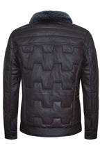 Mens Leather Quilted Puffer Biker Jacket - Thornton