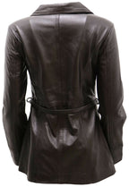 Womens Md Length Leather Biker Jacket-Okehampton