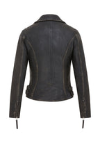 Womens Black Leather Brando Biker Jacket -  Finnsnes