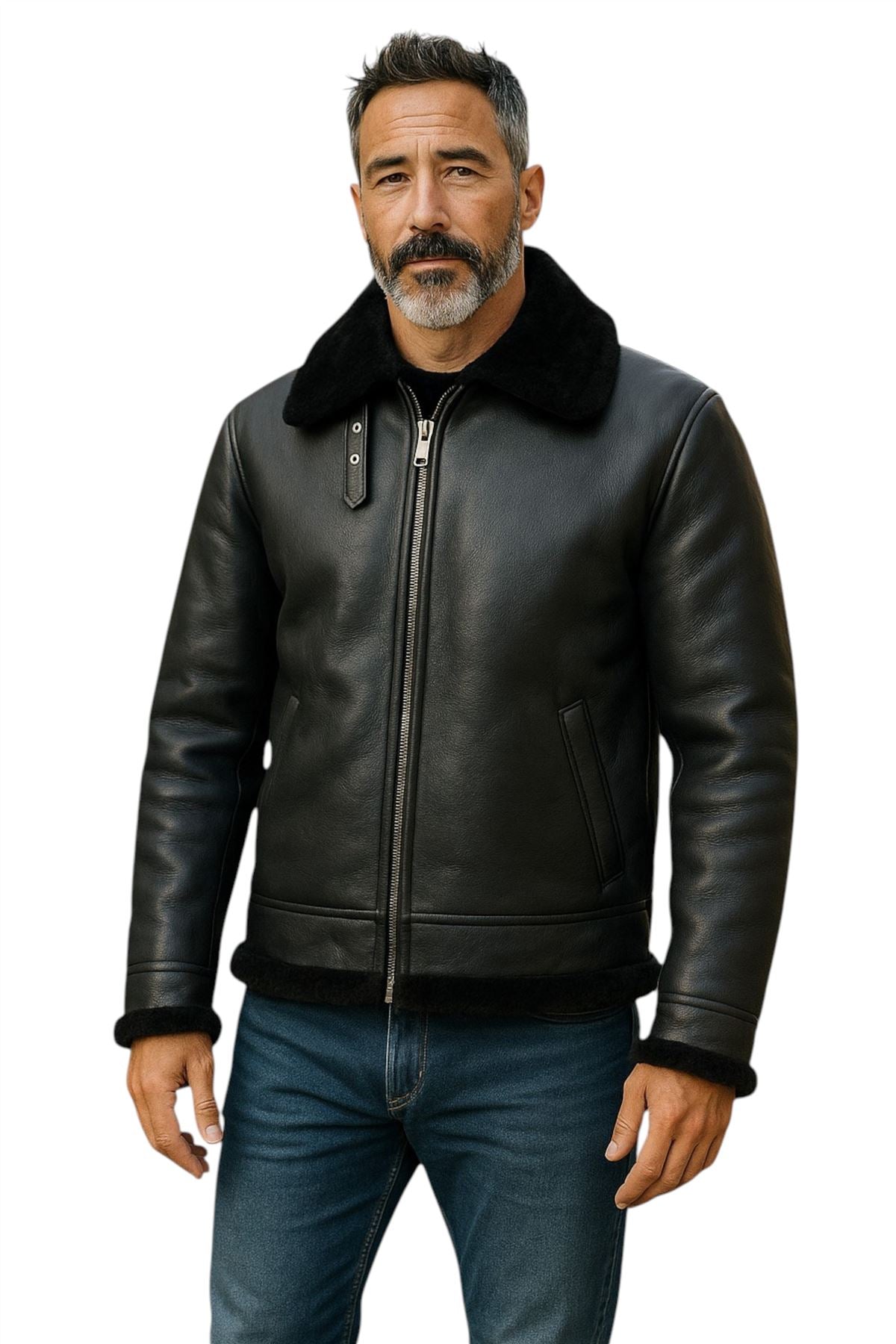 Mens B3 Aviator Real Sheepskin Leather Flying Jacket-Oxford