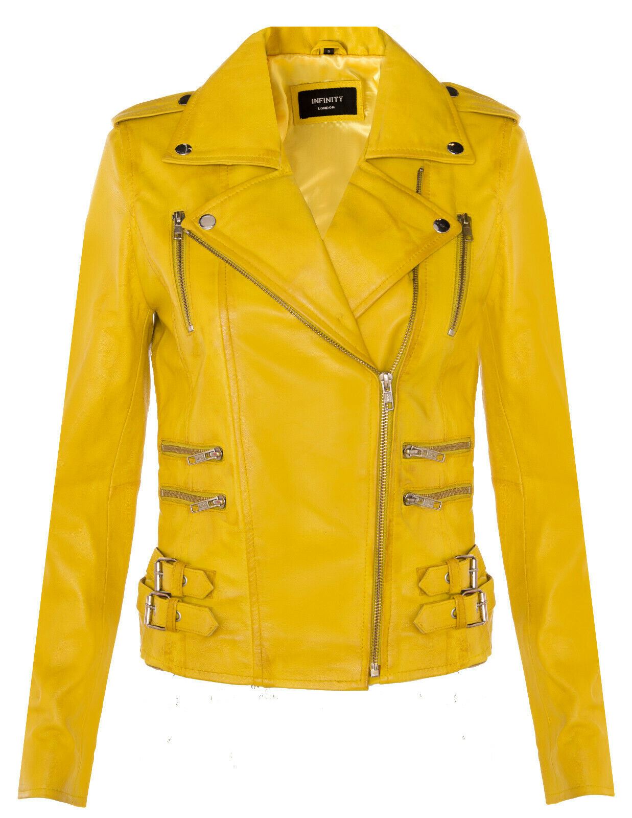 Womens Leather Brando Biker Jacket-Loddon