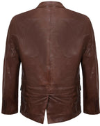 Mens Jacket Leather Blazer Soft Italian Fitted Vintage Coat