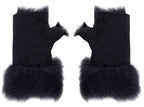 Womens Shearling  Mittens Fingerless Cuffs Toscana Suede Sheepskin Fur