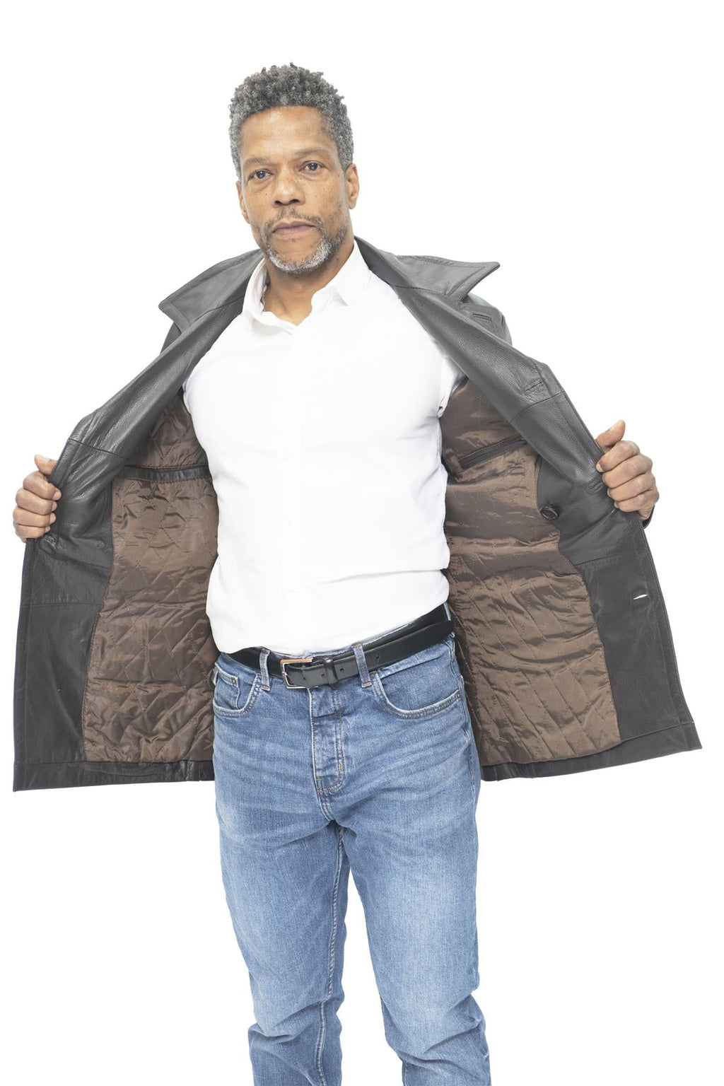 Mens Cowhide Leather Peacoat-Krakaw