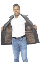 Mens Cowhide Leather Peacoat-Krakaw