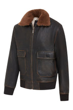 Men's Brown Leather Bomber Sheepskin Collar G-1 Pilot Jacket - Trick