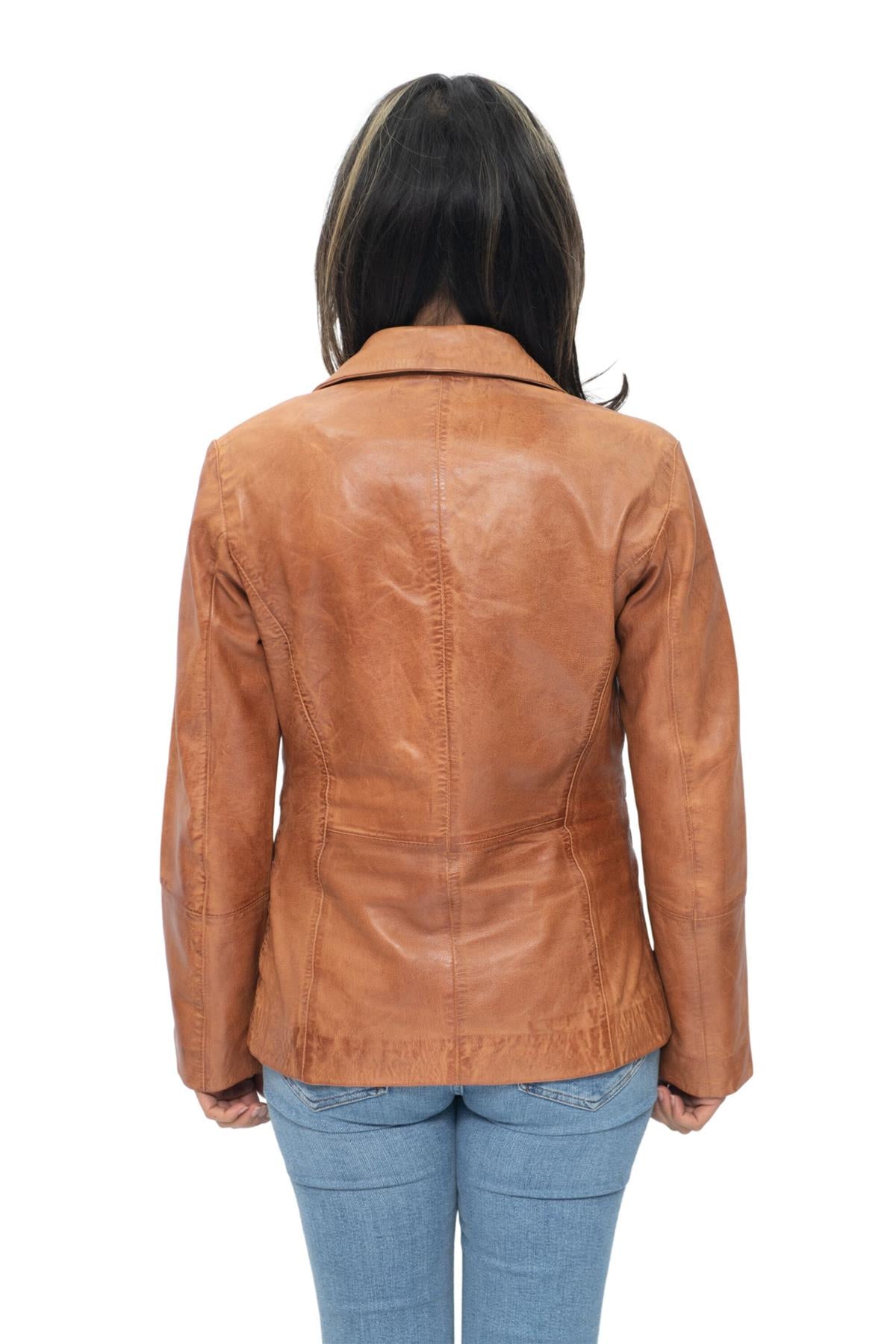 Womens Soft Leather Blazer Jacket-Apeldoorn