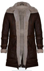 Mens 3/4 Warm Leather Sheepskin Trench Coat-Medina