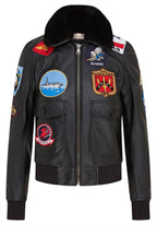 Women's A2 Top Gun Leather Bomber Jacket-Sunbury