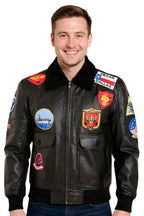 Mens Top Gun A2 Leather Bomber Jacket-San Diego