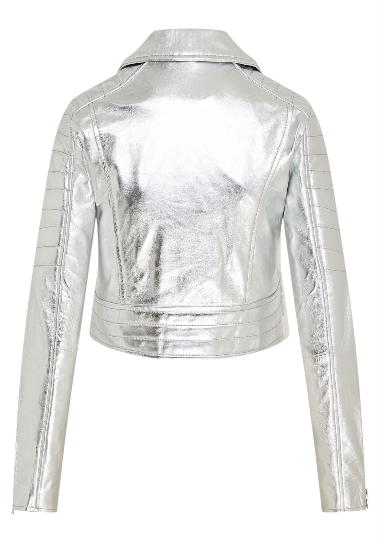 Womens Cropped Brando Leather Biker Jacket-Damascus