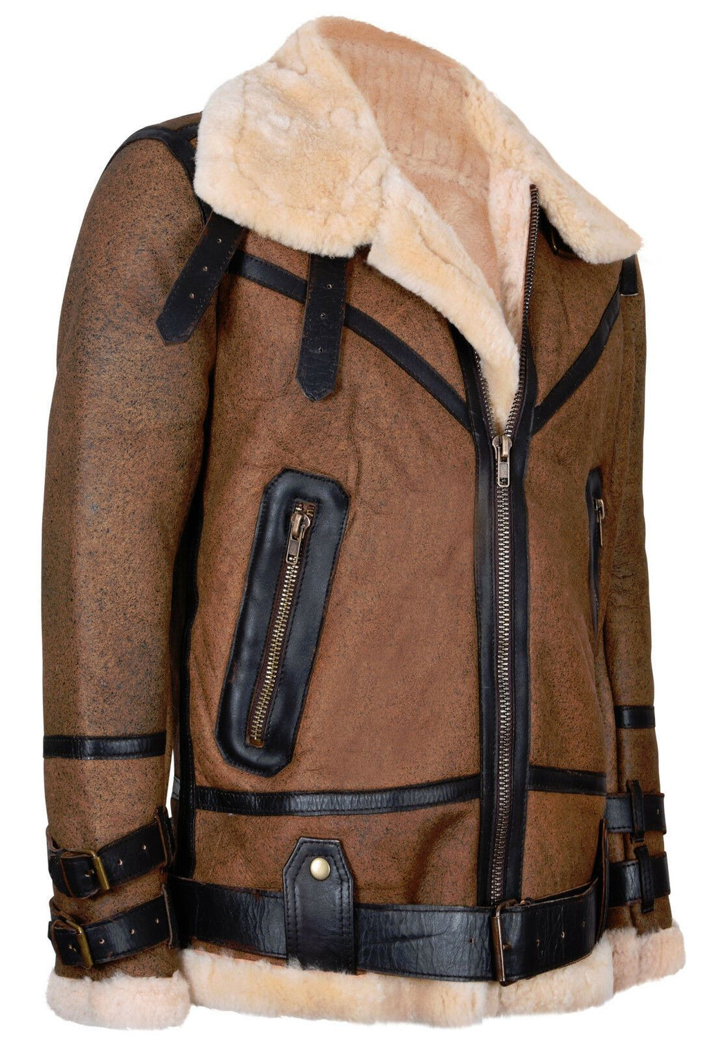 Mens Brown Vintage Pilot B3 Sheepskin Jacket- KNOXVILLE