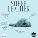 Women's Sheepskin Slippers Teal Warm Winter Fur Crossover - Snowbelle
