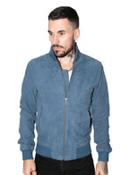 Mens Retro Goat Suede Varsity Leather Bomber Jacket-Athens