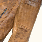 Cafe Racer Leather Jacket | Distressed Tan