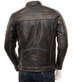Elon Vintage Brown Leather Cafe Racer Biker Jacket