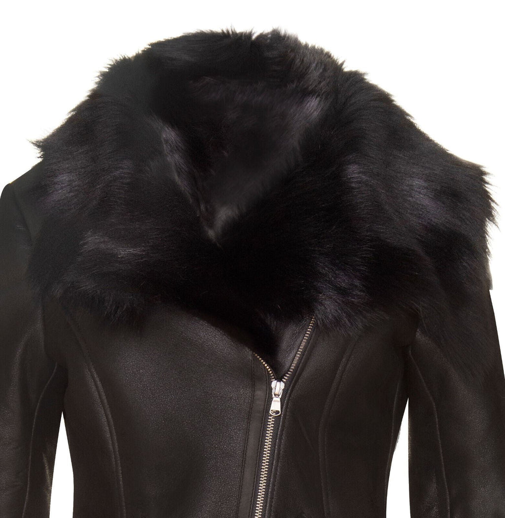 Womens Toscana Sheepskin Biker Jacket-Apopa