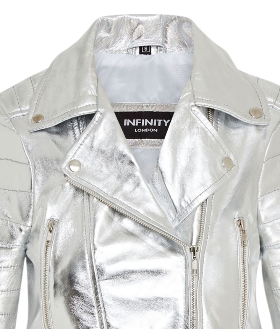 Womens Cropped Brando Leather Biker Jacket-Damascus