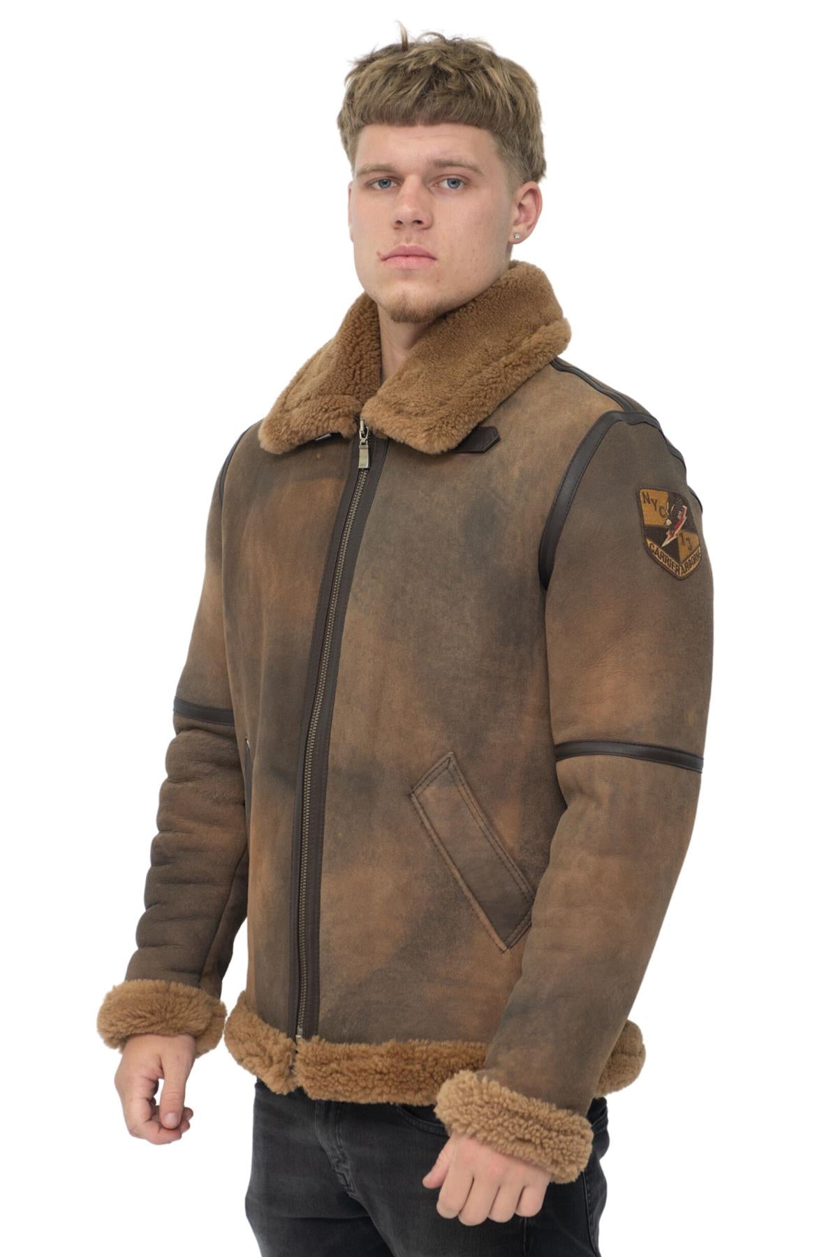Mens B3 Sheepskin WW2 Bomber Jacket-Arnsberg