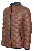 Mens Quilted Puffer Leather Bomber Jacket - Torpoint