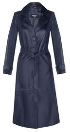Womens Long Length Tie Belt Trench Coat-Ongar