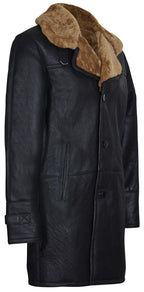 Mens Warm Shearling Sheepskin Crombie Coat-Cologne
