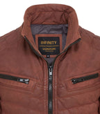 Mens Quilted Puffer Leather Bomber Jacket - Torpoint