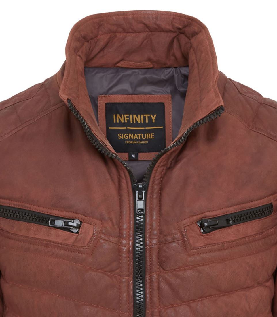 Mens Quilted Puffer Leather Bomber Jacket - Torpoint