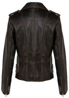 Womens Leather Brando Biker Jacket - Orlando