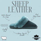 Women's Genuine Sheepskin Green Suede Mule Winter Slippers - Luna