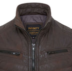 Mens Quilted Puffer Leather Bomber Jacket - Torpoint