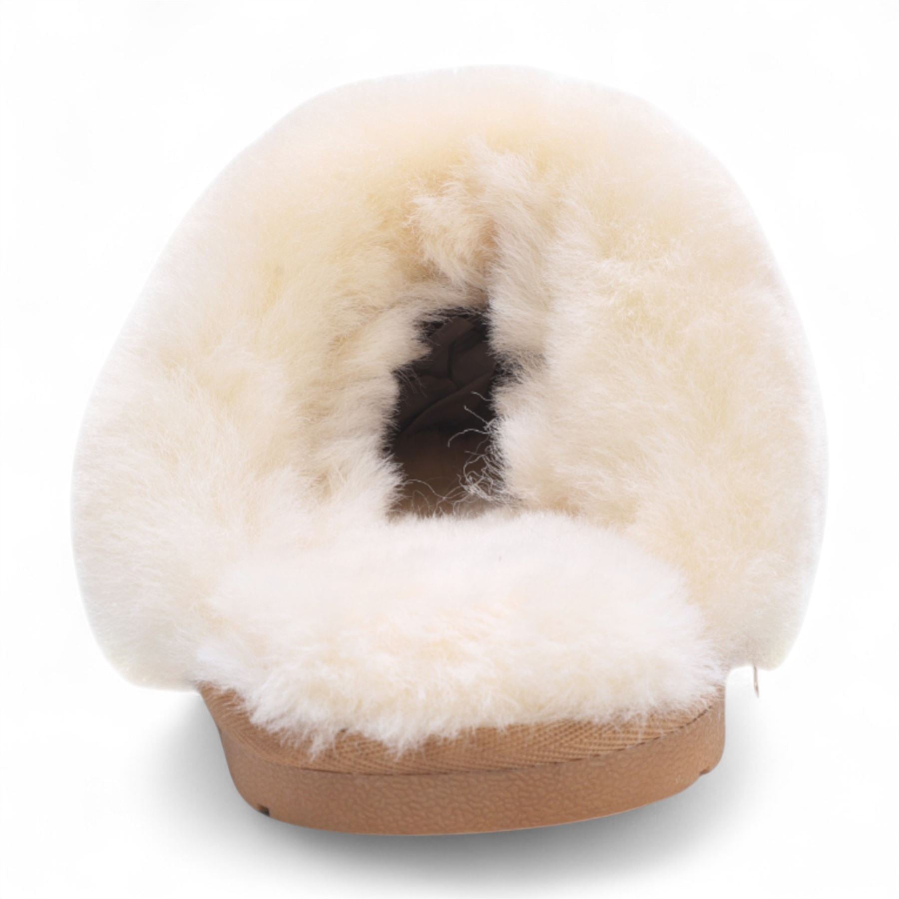 Women's Genuine Sheepskin Chestnut Suede Mule Winter Slippers - Luna