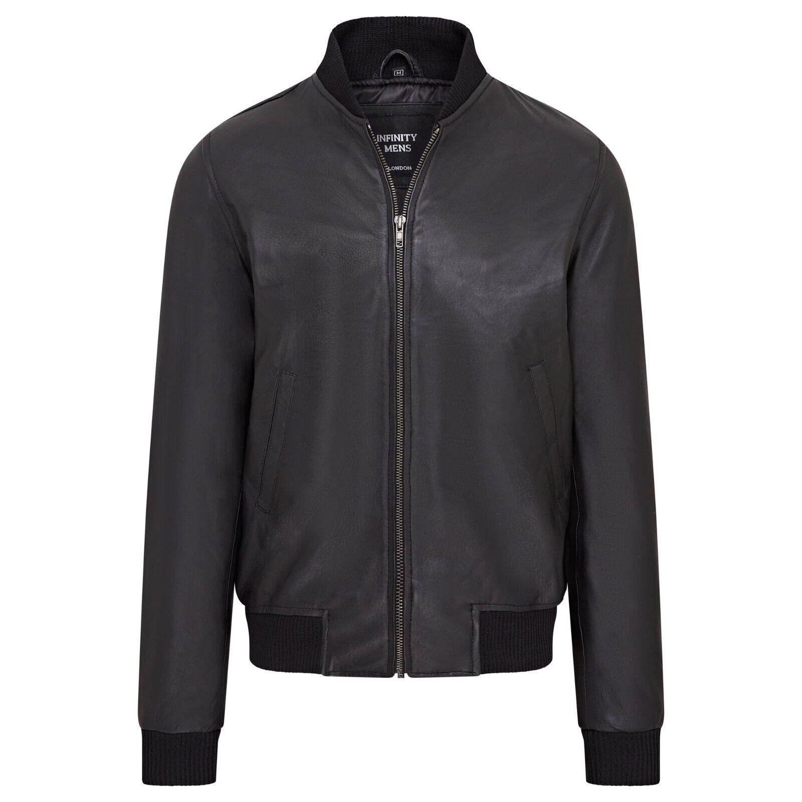 Mens Soft Leather MA-1 Varsity Bomber Jacket