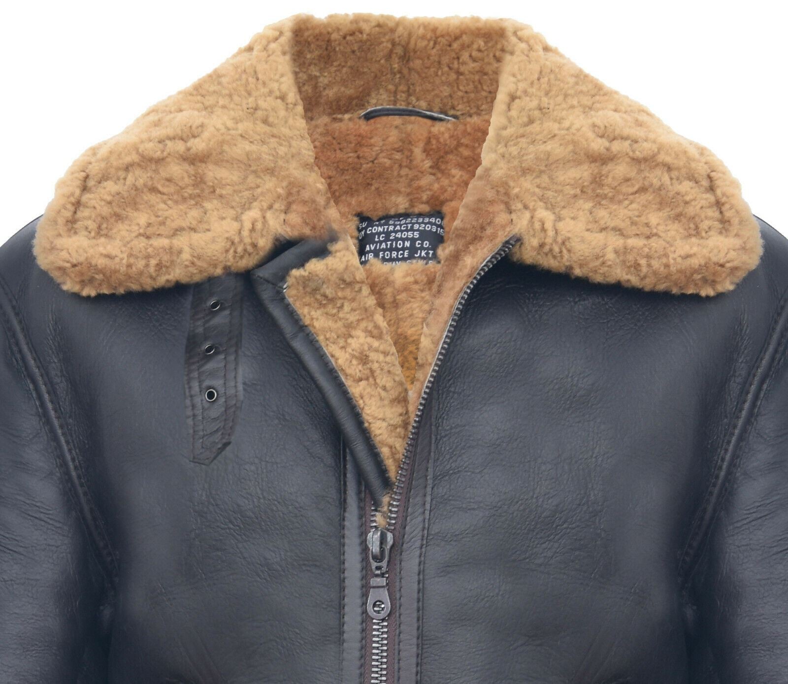 Mens B3 WW2 Leather Sheepskin Aviator Flying Jacket-Charleston