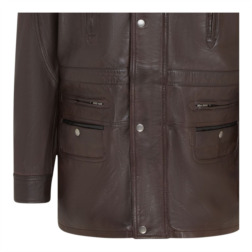 Mens Soft Italian Leather Parka Coat-Winnipeg