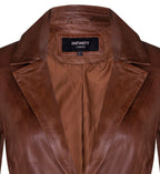 Womens One Button Leather Blazer Jacket-Newhaven