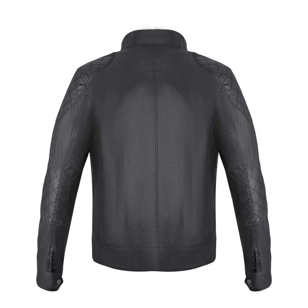 Classic Dark Grey Waxed Cotton Textile Biker Jacket