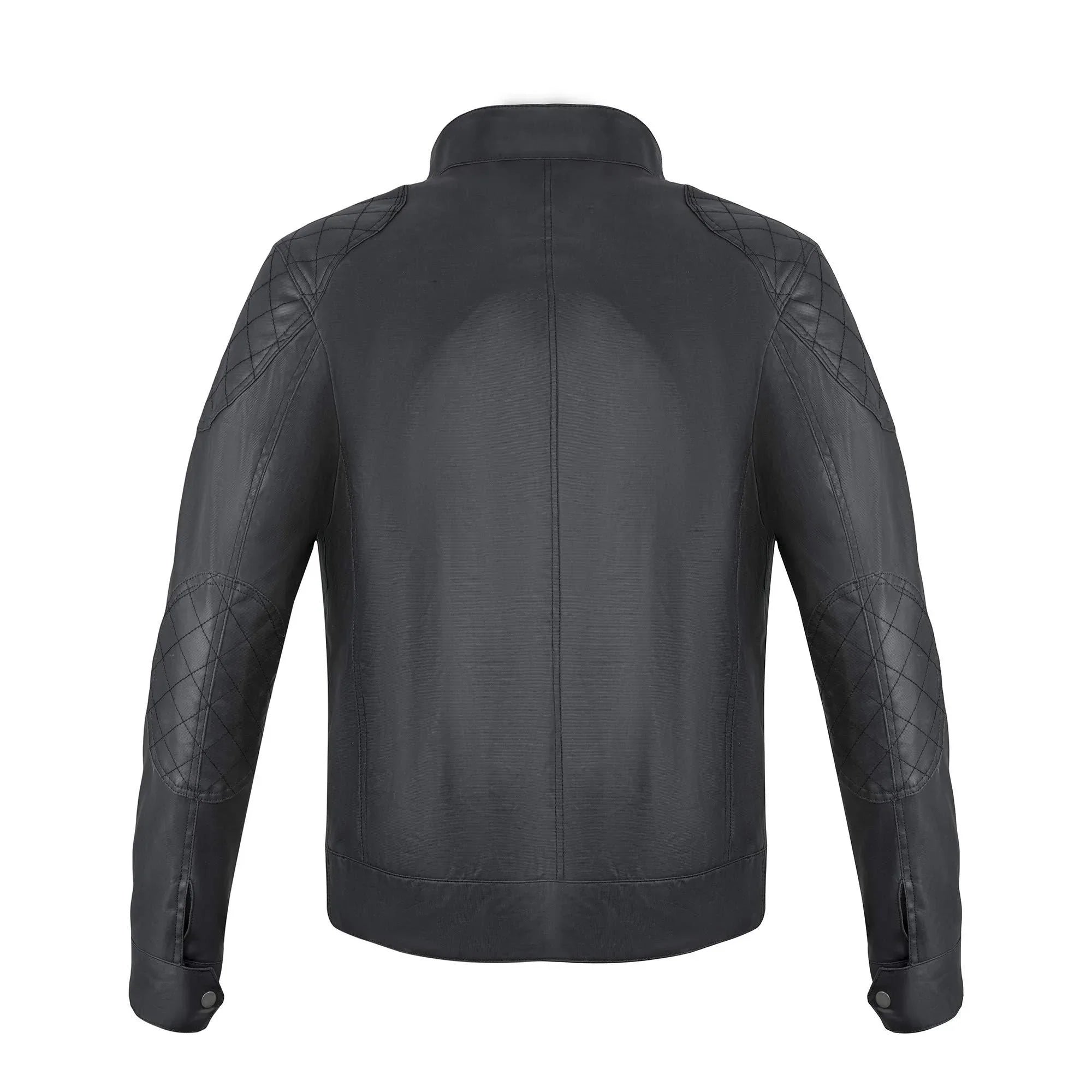 Classic Dark Grey Waxed Cotton Textile Biker Jacket