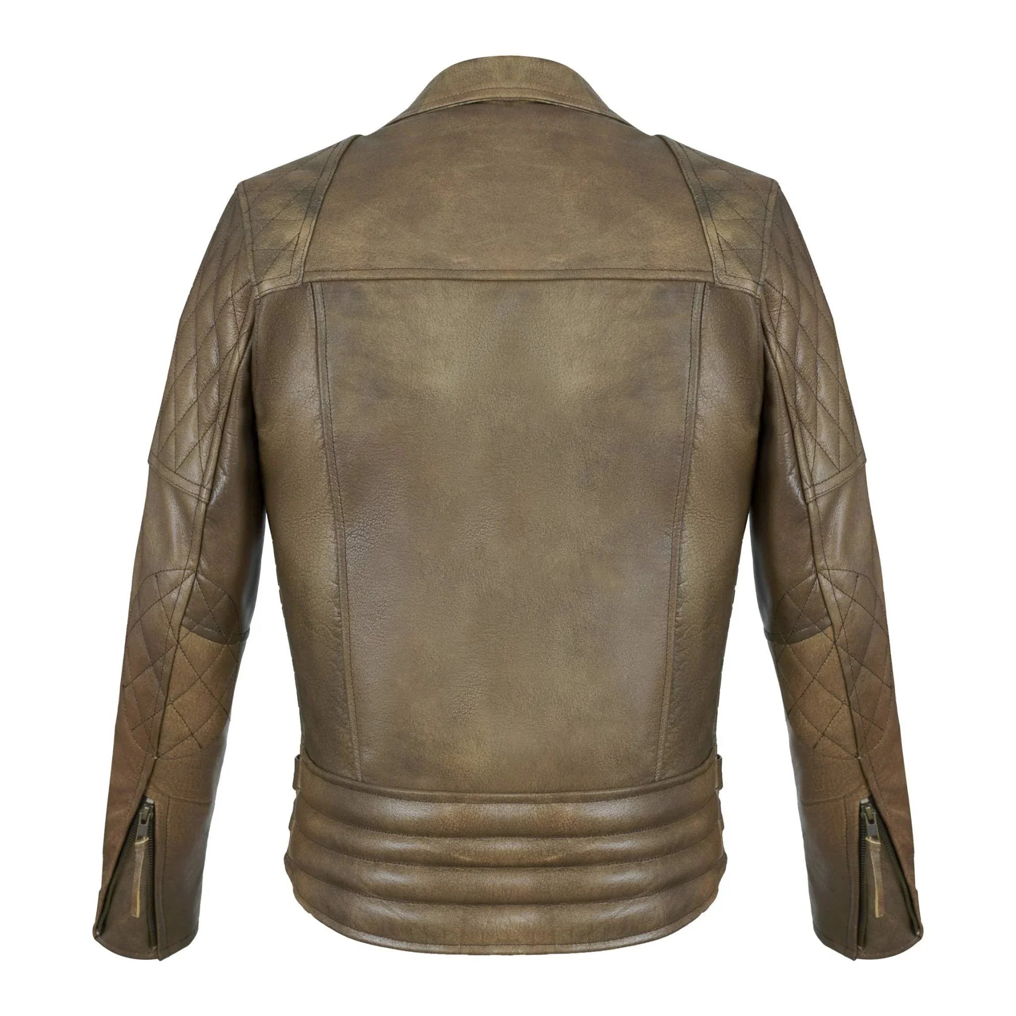 Classic Diamond Armoured Brown Biker Leather Jacket Motorcycle