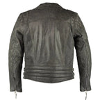 Classic Diamond Vintage Grey Biker Leather Jacket Motorcycle