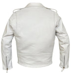 Classic Mens White Marlon Brando Leather Biker Jacket