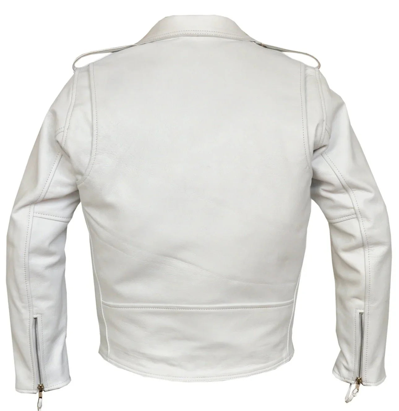 Classic Mens White Marlon Brando Leather Biker Jacket