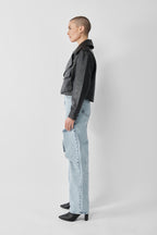Cropped Blouson Black Leather Jacket