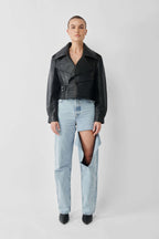 Cropped Blouson Black Leather Jacket