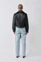 Cropped Blouson Black Leather Jacket