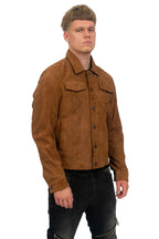 Mens Goat Suede Leather Jeans Jacket-Adelaide