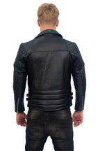 Mens Cowhide Leather Biker Jacket-Nassau