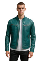 Men's Modern Classic Leather Quilted Biker Jacket - Derry
