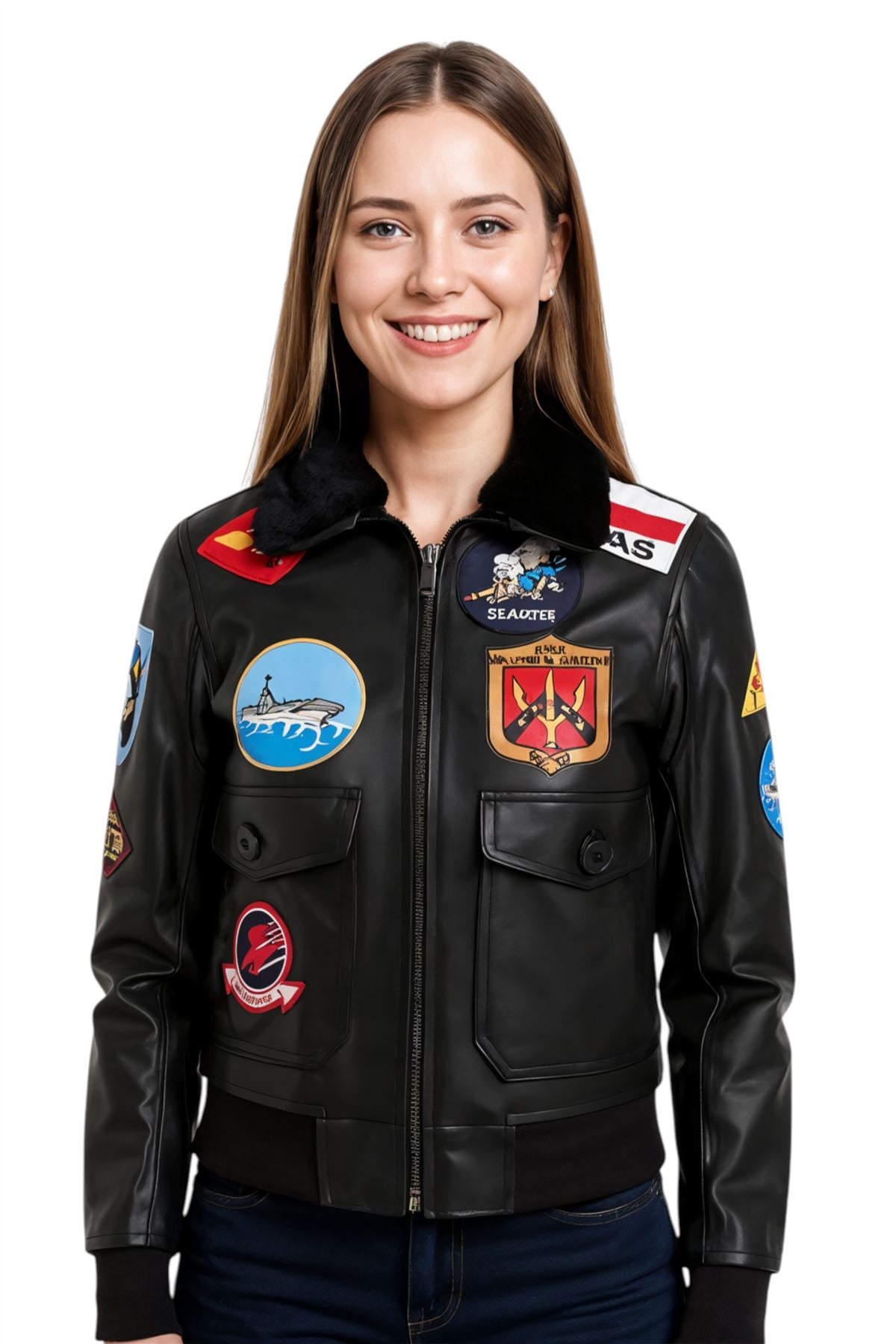 Women's A2 Top Gun Leather Bomber Jacket-Sunbury